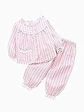 K+Mee 子供服 女の子 キッズ パジャマ 春秋冬 長袖 前開き ボタン レースパジャマ 花柄 ルームウェア ナイトウェア 部屋着 寝間着 オシャレ かわいい 上下セット 2点セット （ピンク 11