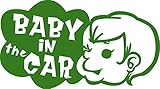 Baby in the car 　ベービーインザカー　赤ちゃんが乗ってますステッカー (ｸﾞﾘｰﾝGREEN)