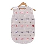 Petit Bella 6重ガーゼスリーパー パジャマ 寝袋 ベビー 赤ちゃん 子供 100％綿 オーガニックコットン ボタン開閉式 プレゼント 出産祝い (M, パンダー柄)