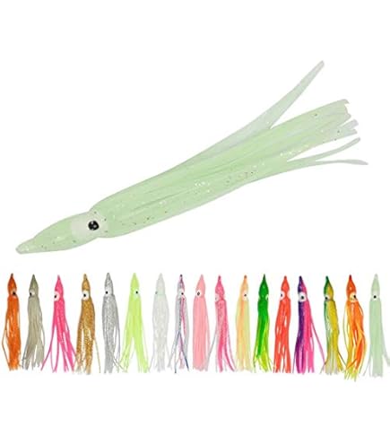 Soft Plastic Octopus Squid Skirt Fishing Lures - 20-Pack, 12 Inch Saltwater Trolling Baits