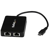 StarTech.com USB-C接続2ポートギガビット有線LAN変換アダプタ USB 3.0 Aポート x1付き USB Type-C(オス) - 2x RJ45(メス) US1GC301AU2R