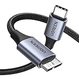 UGREEN USB C to Micro B ケーブル 0.5m USB 3.1 10Gbps高速データ転送 外付けhddケーブル マイクロB変換ケーブル 外付けHDD/SSD ハードドライブ/MacBook Pro/Galaxy S5 Note 3/カメラなどに対応-0.5m