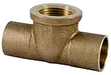 Aviditi 92363 Cast Brass Sweat Fitting, Tee, C x C x FIP, 3/4-Inch x 3/4-Inch x 1/2-Inch by Aviditi