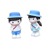 Fenteer マイクロ景観置物　2個　ミニチュア　カップル　全2色 　可愛い　ガーデン装飾品　DIY - ブルー