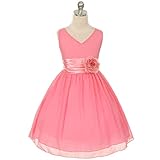 RoRykon 子供ドレス キッズドレス ワンピース 女の子 女児 ガールズ フォーマル 発表会 結婚式 入園式 演奏会 (140cm, ピンク)