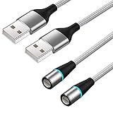 Ewise 360度回転 マグネット 充電ケーブル MicroUSB TypeC 用ケーブルのみ 2mx2本セット【端子別売り】 (レッド)