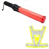 ZERONOWA LED 誘導棒 誘導灯 警備 交通整理 夜間 工事 41cm 反射ベスト付き (赤1本)