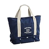 【Grandir】 マザーズバッグ トートバッグ キャンパスバッグ シンプル 軽量 全4色 (ネイビー)