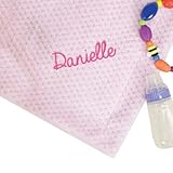 Personalized Pink Baby Blanket, 30 x 40, Super Soft, Pink Embroidery by GiftsForYouNow