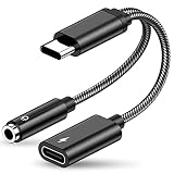 yangoo USB C イヤホンジャック 変換 PD60W充電対応 【2in1】 type c 変換ケーブル タイプC - 3.5 mmヘッドフォンジャックアダプタ 二股 分岐 ケーブル 充電しながらイヤホン Aux usb-cオーディジャック マイク/音量調節対応 ナイロン編み Type-cジャック付きのiPad/iPad Pro/Androidスマホなどに適用