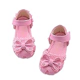 Candykidsベビー おしゃれ 靴 サンダル　夏 赤ちゃん キッズ 履き心地 柔らか マジックテープ 　滑り止め 付き 可愛い 花 女の子 シューズ (内寸13.5cm, バラ色)