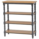 オープンラック 収納棚 【3段】 幅85cm 木製 シャビーシック アジャスター付き ブロカントシリーズ ブラック ( 黒 )