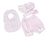 Caught Ya Lookin' Baby Bib Bloomers and Bonnet Gift Set, Pink Seersucker, 0-3 Months by Caught Ya Lo