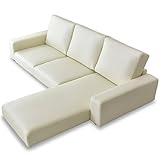 (DORIS) カウチソファ ローソファ 【レパードソフトPVC ホワイト】 L字型ソファ 組み合わせ自由 幅：197cm (KIC)