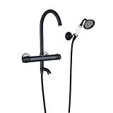 Rozin オイルは青銅をこすり サーモスタット バスタブの蛇口 ハンドシャワー装備 壁取り付け 浴槽 風呂桶用 混合栓