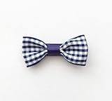 Baby Deer Clips　ヘアクリップ for ベビー　チェックリボン (インクブルー)