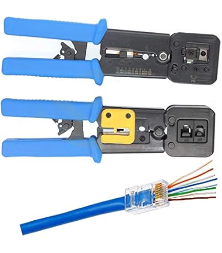 UbiGear Network Tool Kit - RJ45 Crimper + Cable Tester + 100 Connectors For Ethernet Cable Repair