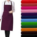 FUT(エフュ ト) 男女兼用人気料理エプロン　首かけ格好いいカフェエプロン　撥水加工おしゃれ仕事エプロン　　パープルベーシックタイプ1枚入れ