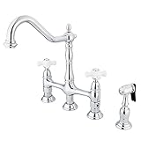 Kingston Brass KS1271PXBS Heritage Kitchen Faucet with Brass Sprayer, 8-3/4-Inch, Polished Chrome by