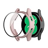 XIHAMA For Galaxy Watch4 / Galaxy Watch5 カバー 保護ケース PC素材 強化フィルム付き 40MM 44MM (44MM, ローズゴールド)