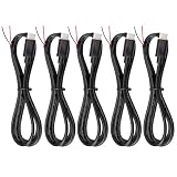 PENGLIN 5本 USB Type-C 2芯ケーブル 100cm 22AWG 電源用 USBケーブル 3A 5V USB-Cオスプラグ 2ピン裸線オープンエンド延長ケーブル DIY 充電