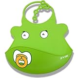 JP and Kids Baby Bibs - Cute Funny Adjustable Waterproof Silicone Baby Bib. Pocket Bibs Protect Clot