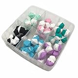 Kissteether 60ピースDIY看護ジュエリーコンビネーションパッケージミックスカラー0.67 "（17ミリメートル）幾何学的六角形シリコーンビーズベビーティーセットおもちゃセット (A168
