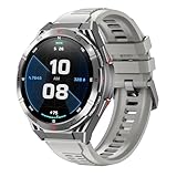 JUSUTEK 2025 革新 超強力アウトドアスポーツスマートウォッチ通話機能付き,内蔵GPSデュアル周波数定位,1.43インチAMOLED金属丸型腕時計,羅針盤,海抜,気圧計,IP68防水,Bluetooth5.3,耐熱耐寒破壊防止,男女兼用,ストップウォッチ,着信電話,Line通知表示，iphone&アンドロイド対応,お贈り物，日本語対応 (グレー)