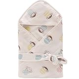 Vine 6重ガーゼアフガン 便利な帯付き 赤ちゃん おくるみ ガーゼ フード 付き ベビー スワドル 綿 出産祝いに 80×80cm