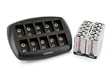 Tenergy 10-Bay 9V Li-ion Battery Charger with 10pc 9V Li-ion Rechargeable Batteries [並行輸入品]