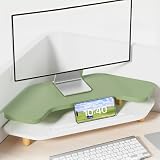 Bxzzuisモニター台 卓上 モニタースタンド パソコン台 三角ホルダー PC台デスクコーナーモニターライザーデスク整理 スマホ収納 机上ラック pcモニター台 卓上 収納 簡単な組み立て (グリーン)