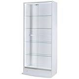 【JAJAN】フィギュアラック「ワイド」83シリーズ引き戸 LED付き 幅83cm奥行29cm高さ182cm ハイタイプ 本体 ホワイト【正規品】[鍵付きコレクションケース]