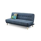 ■ソファーベッド シングル ３人掛け ファブリック クッション付き/ダークブルー