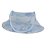 【ノーブランド 品】ベビー　赤ちゃん　ワンタッチ　携帯型　折りたたみ式　蚊帳　テント　ベッド　旅行　防虫　防塵　全3色 - ブルー, XL