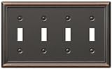 AmerTac 149T4DB Chelsea Steel Quad Toggle Wallplate, Aged Bronze [並行輸入品]
