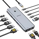 MOKiN ドッキングステーション 【13-in-1 デュアル4K出力】 USB-Cハブ 2HDMI 4K@60Hz 100W PD3.0 高速充電 5Gbpsデータ転送 ギガビットLAN 画面切替キー搭載 Windows対応 ノートPC/MacBook/Surface用