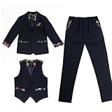 (コ-ランド) Co-land 子供服 スーツ 男の子 ジャケット ロングパンツ ベスト スーツフォーマル 上下セット 3点 花柄 紳士服 ジュニア ボーイズ 入学式 卒業式 100
