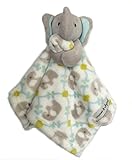 Blankets and Beyond Grey, White and Blue Elephant Baby Security Blanket by Blankets and Beyond