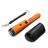 FLOUREON 金属探知機 ゴールド検出器 検針器 ハンド式 金属検出機 宝探し 持ち物検査 おもちゃ LEDライト付き 高感度 軽量 防水 レジャー用品 オレンジ
