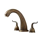 Levohome アンティーク ブラス 3pcs 広い バスルーム シンク 蛇口 洗面所 キッチン用 水栓