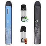 ECOCCO 電子タバコ dr.vape Model2互換 ドクターベイプモデル2互換 vape ベイプ 本体 爆煙 スターターキット バッテリー 大容量450mAh2本 モデル2 クラシックスモーク メンソール カートリッジ 2個付き (青 + 黑)