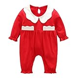 エルフ ベビー(Fairy Baby)ベビー服 長袖 女の子ロンパース カバーオール 四季兼用 可愛い縁どりつき レッド 59cm
