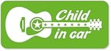 imoninn CHILD in car ステッカー　【マグネットタイプ】　No.20　ギター　（黄緑色）