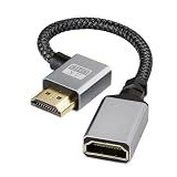 KKM-ラブショー0.15m 0.3m 0.5m短いHDMI ケーブル1080PHDMI 延長ケーブル, HDMI 1.4オス-メス 90度L字型左右向きHDMI 延長ケーブル 高速HDMI変換4K 60Hz HDMI 1.4ケーブル (4K右L,メス-オス., 0.2m)