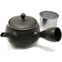 【 茶葉が詰まらない茶こし付 】味がまろやかになる 常滑焼 黒泥急須/液だれしにくい 深蒸し可 日本製 きつさこ