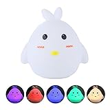 AOLVO Chick夜ライト、保育園用ナイトライト子供、機密タップコントロールシリコンBaby Nurseryランプ、LEDマルチカラーポータブルUSB充電式ベビー赤ちゃんの子の夜ライト