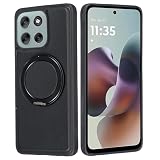 【Moilyo】MOTO G66J/G66Y 5G 対応 ケース360°回転スタンド カメラレンズ保護 モトローラ モトG66J 薄型 スマホケース 高級 PUレザー 全面保護 耐衝撃 g66y 5g ケース（ブラック）