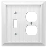 コテージホワイト木製壁スイッチプレートカバー Combo- Toggle / Duplex ホワイト AT-279TDW