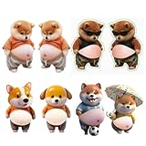 犬 お腹 シール 3D 立体 ぷにぷに シール やわらかい ステッカー スマホ 手帳用 デコレーション セット (犬E 8枚)