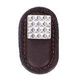 Vicenza Designs k1183 Tiziano Squareレザーノブ、ラージ、ブラウン、ポリッシュシルバー